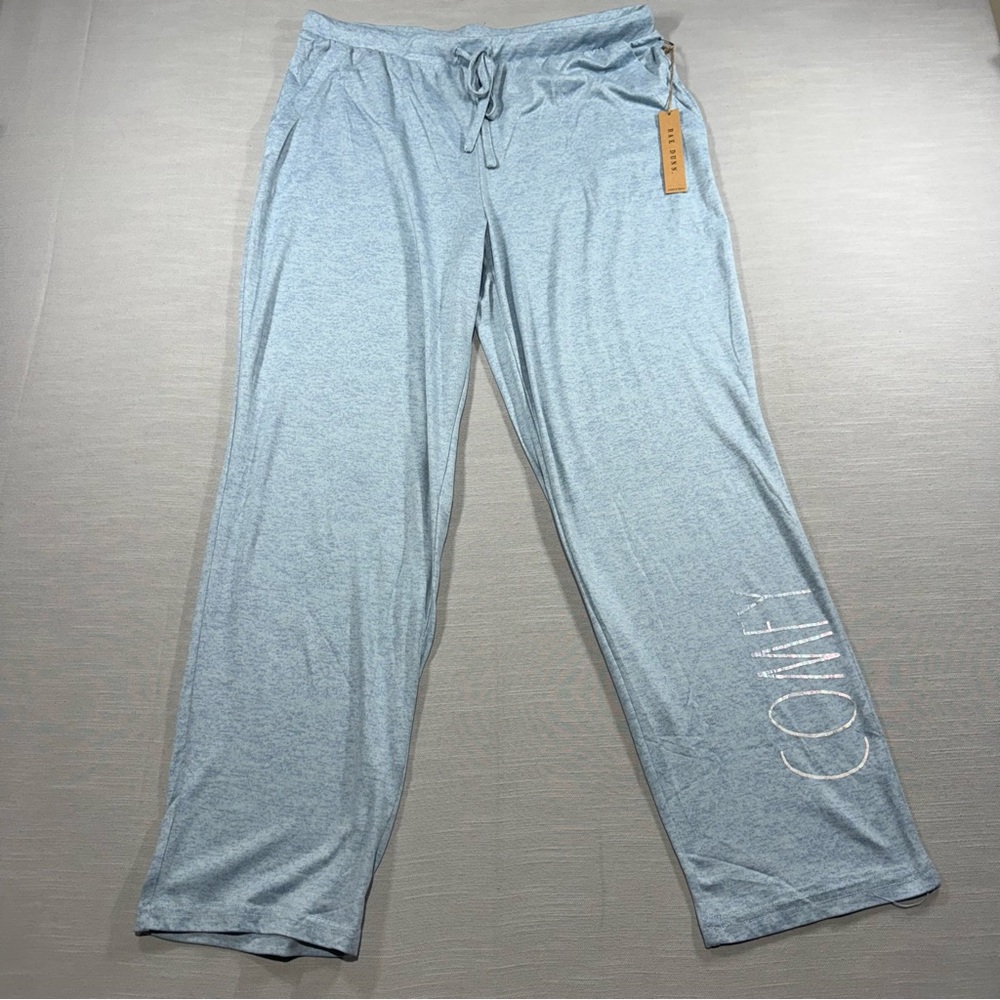 NWT Women’s Rae Dunn Size L Super Soft Comfy Drawstring Lounge Pajama Light Blue